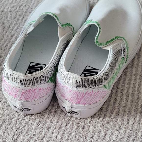 NEW Vans Slip-On Spring Fade White, Pink & Green , black size 38 - Picture 2 of 4